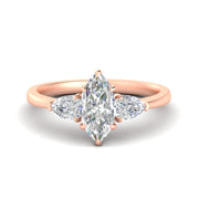 Marquise Cut Pear 3 Stone Cathedral Ring